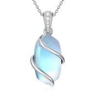 wholesale Necklace For Women 925 Sterling Silver Dainty Gemstone Pendant Fine Jewelry Birthday Christmas Gifts For Women Her -color_name:A-Moonstone-June
