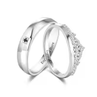 TOUPOP 10k 14k 18k Gold Moissanite Couples Wedding Band Sets Engraved-style_name:C Wedding Ring Set