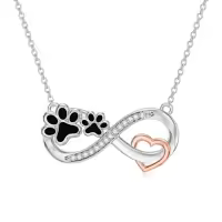 TOUPOP Sterling Silver Heart Animal Necklace Dog Horse Owl Gift For Women-style_name:Infinity Paw Print Necklace
