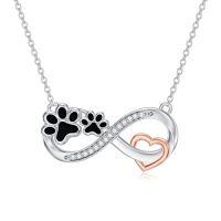 wholesale TOUPOP Heart Annimal Necklaces Sterling Silver Dog/horse/owl Necklace For Women Anniversary Birthday Christmas Gift For Sister Girlfriend Wife Mom -style_name:Infinity Paw Print Necklace