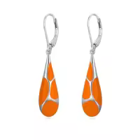 TOUPOP 925 Sterling Silver Enamel Teardrop Dangle Earrings Women Gifts-color_name:Orange