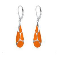wholesale Teardrop Earrings For Women 925 Sterling Silver Enamel Dangle Earrings Jewelry Birthday Christmas Gifts For Her -color_name:Orange