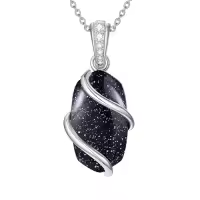 TOUPOP Sterling Silver Gemstone Pendant Fine Jewelry Gift for Women-color_name:Blue Sandstone