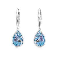 TOUPOP 925 Sterling Silver Moonstone Turquoise Butterfly Dragonfly Bee Earrings-style_name:2-Turquoise Butterfly