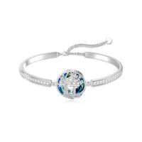 wholesale TOUPOP Tree Of Life Initial Bracelet For Women 925 Sterling Silver Family Tree Blue Crystal Jewelry Birthday Gifts For Her -style_name:Tree of Life Initial T