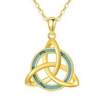 TOUPOP 14K Gold Turquoise Celtic Knot Necklace For Women Irish Jewelry Gift-style_name:Turquoise