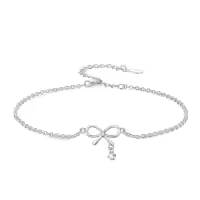 TOUPOP Sterling Silver Ankle Bracelets For Women Adjustable Anklet Elegant Foot Jewelry-style_name:Bow Anklet