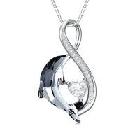 wholesale TOUPOP Dolphin Gifts For Women Sterling Silver Crystal Dolphin Pendant Necklace Dolphins Jewelry For Dolphins Lovers Mothers Day Graduation Birthday Gift For Her -color_name:01-Gray