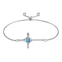 TOUPOP Sterling Silver Birthstone Cross Infinity Bracelet For Women-color_name:12-December-Topaz