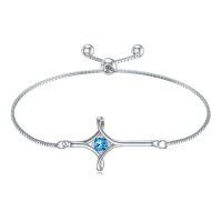 wholesale TOUPOP Birthstone Cross Bracelet For Women 925 Sterling Silver Cross Infinity Bracelet Fine Jewelry Birthday Christmas Gifts For Her Girlfriend Wife -color_name:12-December-Topaz
