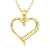 TOUPOP 14k Gold Crystal Y Lariat Necklace with Diamond Heart Celtic Knot-style_name:Double Heart Necklace-C