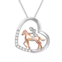 TOUPOP Sterling Silver Heart Animal Necklace Dog Horse Owl Gift For Women-style_name:Horse B
