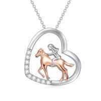 wholesale TOUPOP Heart Annimal Necklaces Sterling Silver Dog/horse/owl Necklace For Women Anniversary Birthday Christmas Gift For Sister Girlfriend Wife Mom -style_name:Horse B