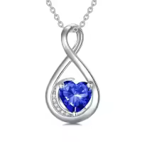 TOUPOP Sterling Silver Birthstone Infinity Love Moon Necklace For Women-color_name:09-Sapphire-Sep.