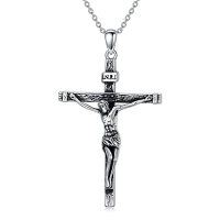 wholesale Cross Necklace For Men Women 925 Sterling Silver Celtic/crucifix/nail/fish Hook Cross Pendant With Stainless Steel Chain Faith Jewelry Gift For Father Son Brother Husband -color_name:E01-Crucifix Necklace