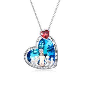 Mom and Four Daughters or Sons-Blue Heart Crystal
