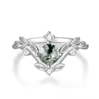 TOUPOP Sterling Silver Moss Agate Ring Set For Women-ring_size:8,style_name:Style-5