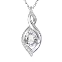 TOUPOP 925 Sterling Silver Teardrop Birthstone Necklace Infinity Love Jewelry Gift-color_name:04-April-Simulated Diamond