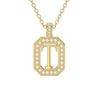TOUPOP 14K Gold Moissanite Initial Letter Pendant Necklace-style_name:T