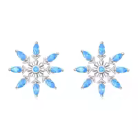 TOUPOP 925 Sterling Silver Stone Stud Earrings For Women-style_name:Snowflake Earrings