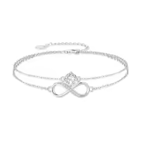 TOUPOP Sterling Silver Ankle Bracelets For Women Adjustable Anklet Elegant Foot Jewelry-style_name:Infinity Zirconia