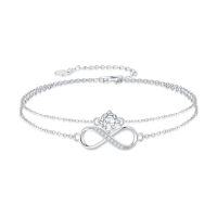 wholesale TOUPOP 925 Sterling Silver Ankle Bracelets For Women Adjustable Anklet Elegant Foot Jewelry Birthday Gift For Her Wife Mom Girlfriend -style_name:Infinity Zirconia