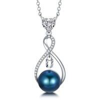 wholesale Black Pearl Infinity Necklace Sterling Silver Black Freshwater Peartl A-z Initial Pendant Necklace Infinity Letter Jewelry Christmas Birthday Gifts For Women Her Mom -style_name:Letter U
