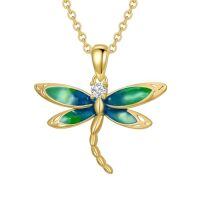 TOUPOP 14K Gold & Stone Animal Necklaces for Women-style_name:Dragonfly Necklace-A