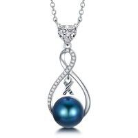wholesale Black Pearl Infinity Necklace Sterling Silver Black Freshwater Peartl A-z Initial Pendant Necklace Infinity Letter Jewelry Christmas Birthday Gifts For Women Her Mom -style_name:Letter X