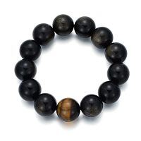 wholesale Father's Day Gifts 100% Natural Gemstone Bracelets For Men Women,tiger Eye/obsidian/agate/tibetan Beads (9.1mm-16.3mm) Stretch Bracelet Gifts For Dad Gifts For Father Gifts For Husband Him -style_name:C-Tiger Eye Stone(with Black Obsidian),Bead size 15.5mm Wrist:7-9inch