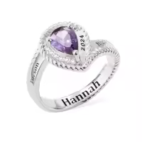 TOUPOP 925 Sterling Silver Birthstone Personalized Class Of 2024 Rings For Women-style_name:C class ring