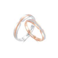 wholesale TOUPOP Customized Moissanite Couples Rings Set For Him And Her 925 Sterling Silver Rose Gold Plated Personalized Wedding Ring For Couples Valentine's Day Christmas Gift For Wife Girlfriend -style_name:B Wedding Ring Set