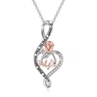 TOUPOP Sterling Silver & Crystal Rose Heart Necklace, I Love You To The Moon And Back-style_name:Wife-I Love You to The Moon and Back