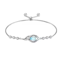 TOUPOP Sterling Silver Infinity Birthstone Bracelet Gift for Women-color_name:03-March-Aquamarine