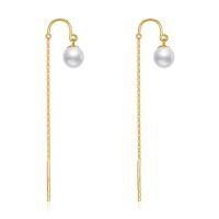TOUPOP 14K Gold Freshwater Pearl Threading Tassel Dangle Earrings-style_name:Pearl 1