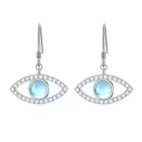 TOUPOP Sterling Silver Moonstone Dangle Drop Earrings-style_name:3-Evil Eye