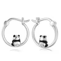 TOUPOP Sterling Silver Softball Golf Volleyball Soccer Football Basketball Hoop Earrings Sports Jewelry-style_name:H-Panda