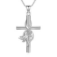 TOUPOP 925 Sterling Silver Animal Celtic Cross Necklace Religious Gift-style_name:A-Hummingbird Cross