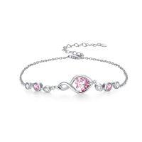 wholesale Infinity Birthstone Bracelet 925 Sterling Silver Heart Love Infinity Link Bracelet Fine Jewelry Birthday Christmas Gifts For Women Girlfriend Wife -color_name:10-October-Pink Tourmaline