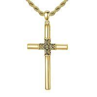 wholesale Cross Necklace For Men Women 925 Sterling Silver Celtic/crucifix/nail/fish Hook Cross Pendant With Stainless Steel Chain Faith Jewelry Gift For Father Son Brother Husband -color_name:B02-Celtic Cross Gold