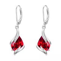 TOUPOP Sterling Silver Birthstone Teardrop Dangle Earrings Fine Jewelry Gifts-color_name:07-July-Ruby