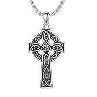 wholesale Cross Necklace For Men Women 925 Sterling Silver Celtic/crucifix/nail/fish Hook Cross Pendant With Stainless Steel Chain Faith Jewelry Gift For Father Son Brother Husband -color_name:H Celtic Cross Necklace