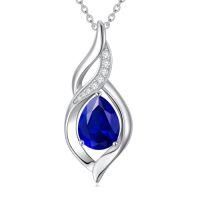 wholesale Birthstone Necklace For Women Infinity Necklaces 925 Sterling Silver Teardrop Love Birthday Jewelry Christmas Gifts For Women Mom Wife Girlfriend -color_name:09-September-Sapphire