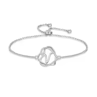 TOUPOP 925 Sterling Silver Heart Initial Double Heart Bracelet Birthday Christmas Jewelry Gifts-style_name:Initial V
