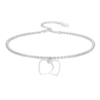 TOUPOP Sterling Silver Ankle Bracelets For Women Adjustable Anklet Elegant Foot Jewelry-style_name:Double Heart