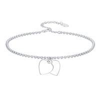 wholesale TOUPOP 925 Sterling Silver Ankle Bracelets For Women Adjustable Anklet Elegant Foot Jewelry Birthday Gift For Her Wife Mom Girlfriend -style_name:Double Heart