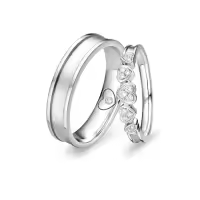 TOUPOP 10k Gold Moissanite Couples Rings Set Personalized Wedding Band-style_name:C Wedding Ring Set