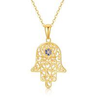 TOUPOP 14k Gold Hamsa Evil Eye Necklace, Star of David Pendant-style_name:Star of David Hamsa