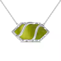 TOUPOP 925 Sterling Silver Hexagon Gemstone Pendant Necklace Fine Jewelry Gifts-color_name:Peridot