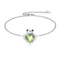 wholesale Frog Bracelet S925 Sterling Silver Crystal Frog Jewelry For Women Birthday Christmas Gifts -style_name:Frog-Green Heart Crystal